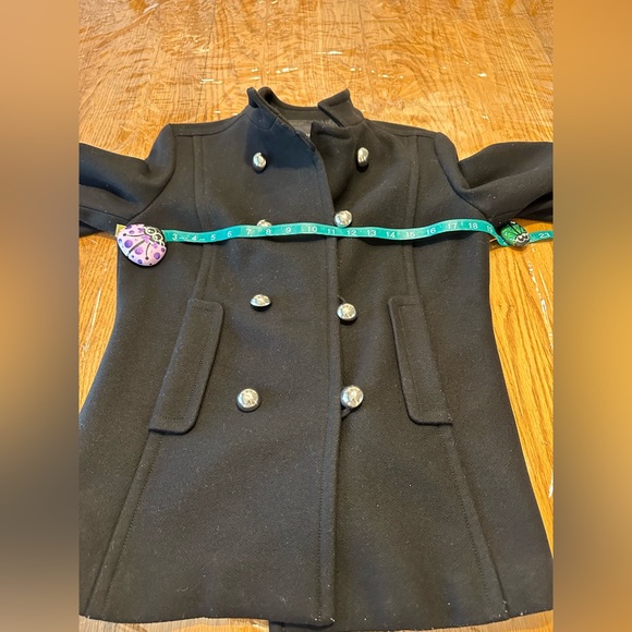 Banana Republic Wool Peacoat Black Jacket Vintage 2004 Y2k Silver Buttons Small - Picture 12 of 16